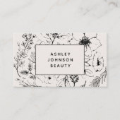 Carte De Visite Moderne Botanique Blush et Black Horizontal (Devant)