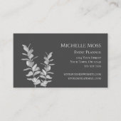 Carte De Visite Moderne Botanique Élégant Floral Gris Blanc (Devant)