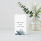 Carte De Visite Moderne Botanique Succulent QR code vert (Debout devant)