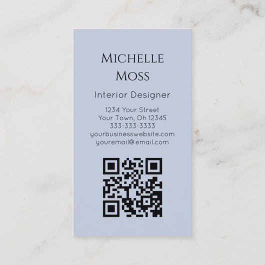 Carte De Visite Moderne Botanique Succulent QR code vert (Dos)