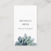 Carte De Visite Moderne Botanique Succulent QR code vert (Devant)