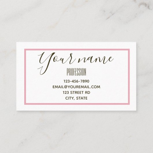 Carte De Visite Moderne Bow rose Stylo Simple (Dos)