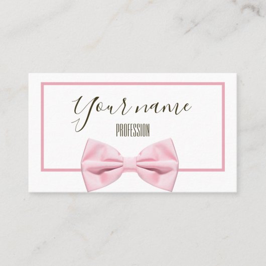 Carte De Visite Moderne Bow rose Stylo Simple (Devant)