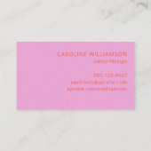 Carte De Visite Moderne brillant Orange Rose Creative Professionne (Dos)