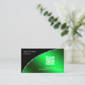 Carte De Visite Moderne brillant vert QR Élégant professionnel (Debout devant)