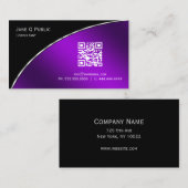 Carte De Visite Moderne brillant violet QR Élégant professionnel (Devant / Derrière)