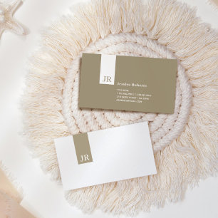 Carte De Visite Moderne Brown Beige Blanc Style Simple Monogramme