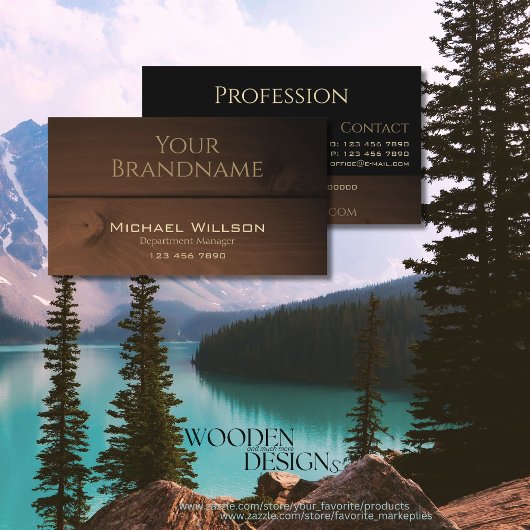 Carte De Visite Moderne Brown en bois foncé Grain Cool en bois
