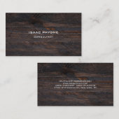 Carte De Visite Moderne Brown en bois foncé Texture professionnell (Devant / Derrière)