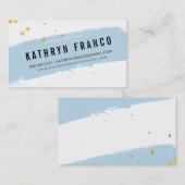 Carte De Visite MODERNE BRUSH STROKE mignon bébé bleu splatz or (Devant / Derrière)