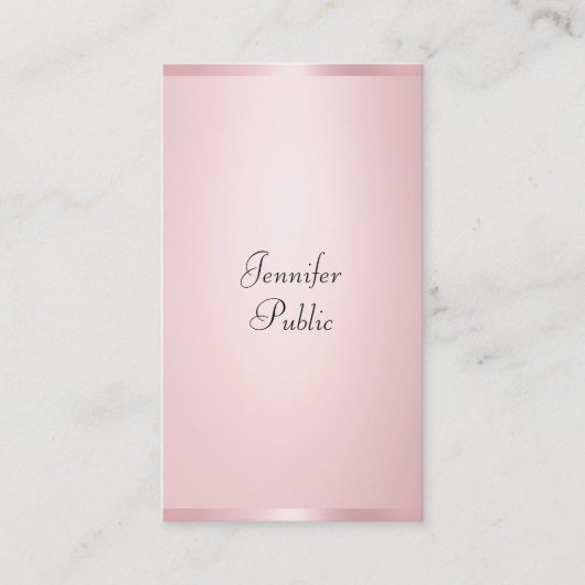 Carte De Visite Moderne Calligraphié Élégant Rose Modèle Or (Devant)