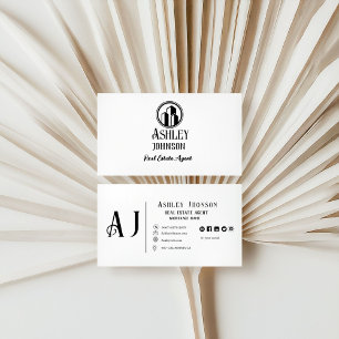 Carte De Visite Moderne Calligraphie Realtor Immobilier Marketing