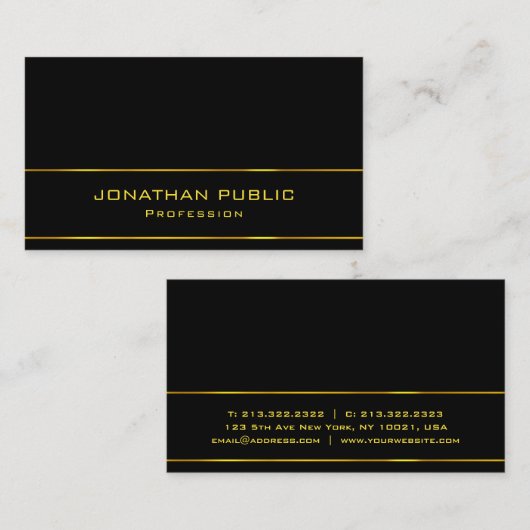 Carte De Visite Moderne Charming Black Gold Modèle Élégant tendanc