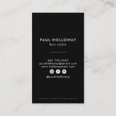 Carte De Visite moderne cheveux noirs stylisé photo élégant simple (Dos)