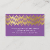 Carte De Visite MODERNE CHEVRON motif feuille or tendance violet (Dos)