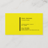 Carte de visite moderne Chevron noir et jaune (Dos)