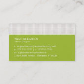 Carte De Visite Moderne Chic Apple Green (Dos)