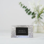 Carte De Visite Moderne chic argent scintillant mode & beauté (Debout devant)