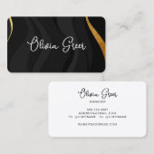 Carte De Visite Moderne Chic Black Gold Rétro Waves (Devant / Derrière)