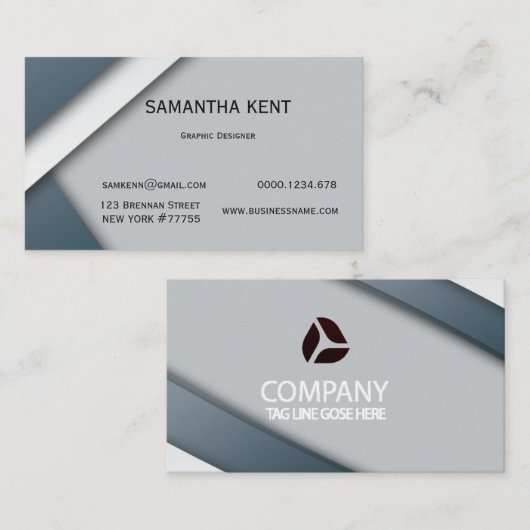 Carte De Visite Moderne chic blanc et gris (Devant / Derrière)