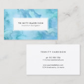Carte De Visite Moderne chic bleu de l'aquarelle | (Devant / Derrière)