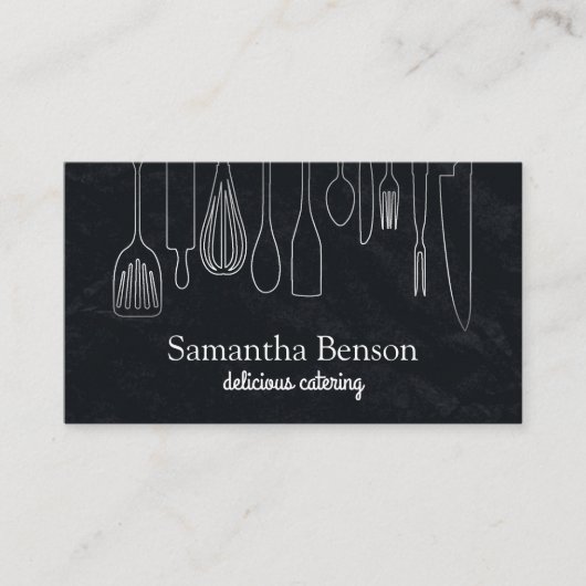 Carte De Visite Moderne Chic Cuisine Ustensiles Cuisine et restaur (Devant)