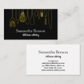 Carte De Visite Moderne Chic Cuisine Ustensiles Cuisine et restaur (Devant / Derrière)