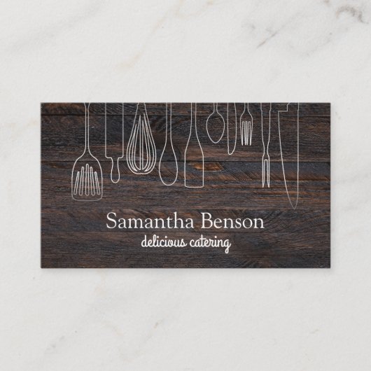 Carte De Visite Moderne Chic Cuisine Ustensiles Cuisine et restaur (Devant)