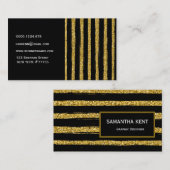 Carte de visite moderne chic élégant noir et or (Devant / Derrière)