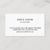 Carte De Visite Moderne chic élégant notaire public (Dos)