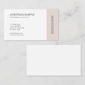 Carte De Visite Moderne Chic élégant tendance Beige Brown Plain Co (Devant / Derrière)