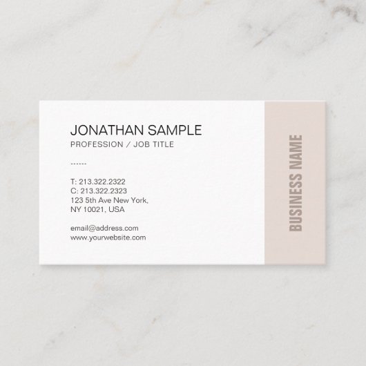 Carte De Visite Moderne Chic élégant tendance Beige Brown Plain Co (Devant)