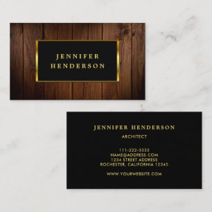 Carte De Visite Moderne chic en bois noir motif professionnel