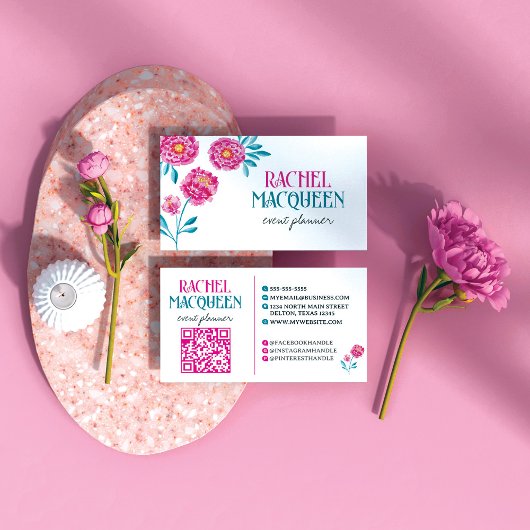 Carte De Visite Moderne Chic Fleur Florale Lumineuse Aquarelle