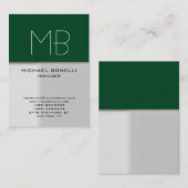 Carte de visite moderne chic gris gris vert (Devant / Derrière)