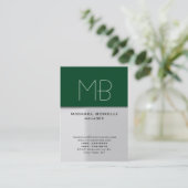 Carte de visite moderne chic gris gris vert (Debout devant)