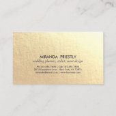 Carte De Visite Moderne Chic Marine Bleu Faux Gold Foil Luxe Creat (Dos)