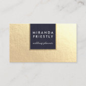 Carte De Visite Moderne Chic Marine Bleu Faux Gold Foil Luxe Creat (Devant)