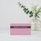 Carte De Visite Moderne Chic Mince Pink Stripes Mode Boutique (Debout devant)