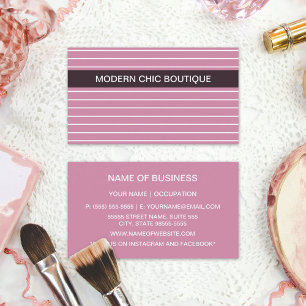 Carte De Visite Moderne Chic Mince Pink Stripes Mode Boutique