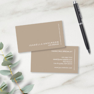 Carte De Visite Moderne Chic Minimaliste Beige Professionnel
