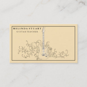 Carte De Visite Moderne Chic Minimaliste Professeur de Guitare Mus