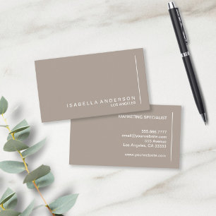 Carte De Visite Moderne Chic Minimaliste Taupe Professionnel