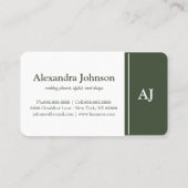 Carte De Visite Moderne chic Monogramme vert élégant tendance (Dos)