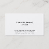 Carte De Visite Moderne chic noir blanc simple (Dos)