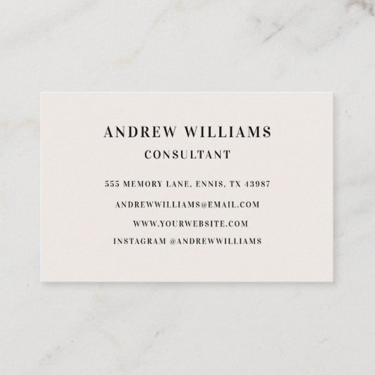 Carte de visite moderne chic noir et blanc (Dos)