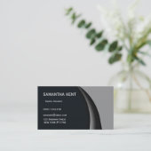 Carte De Visite Moderne chic noir et gris (Debout devant)