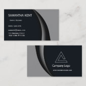 Carte De Visite Moderne chic noir et gris (Devant / Derrière)