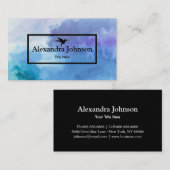 Carte De Visite Moderne Chic Noir Humming Bird Faux (Devant / Derrière)