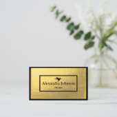 Carte De Visite Moderne Chic Noir Humming Oiseau Faux Gold Foil (Debout devant)